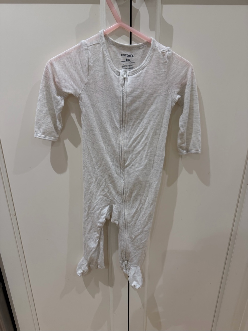 Carter's 6m viscose White Baby One-Piece Zip Footed Sleeper